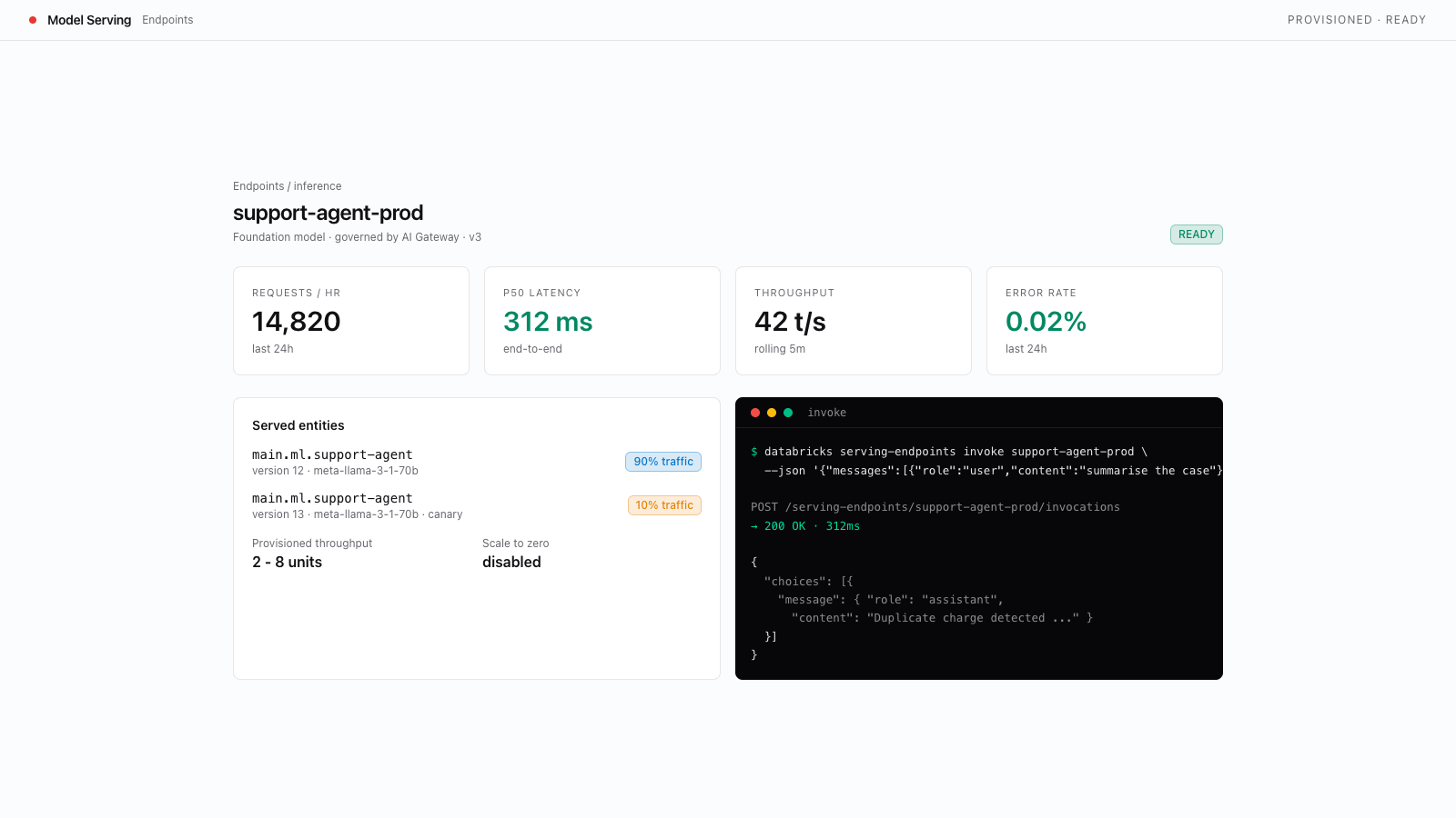 Vista previa de Crea un endpoint de Databricks Model Serving